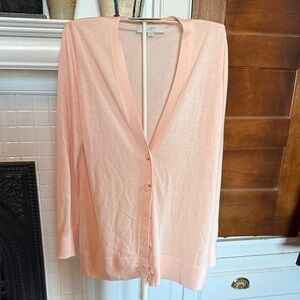 LOFT Blush Pink‎ mostly sheer Button-Up Cardigan- worn about 2x